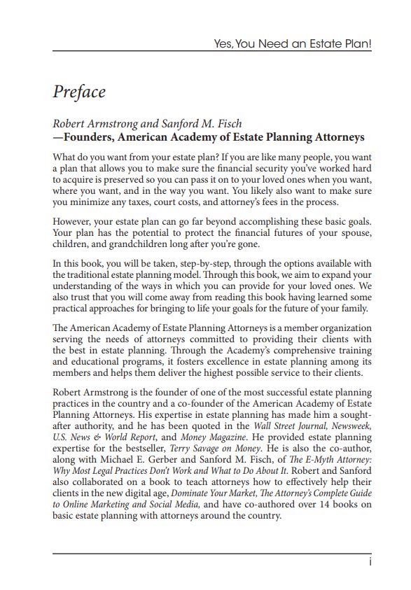 Yes, You need an Estate Plan Book page 1