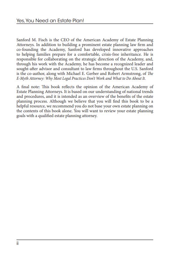 Yes, You need an Estate Plan Book page 2