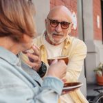 estate planning approach, image of senior couple drinking coffee